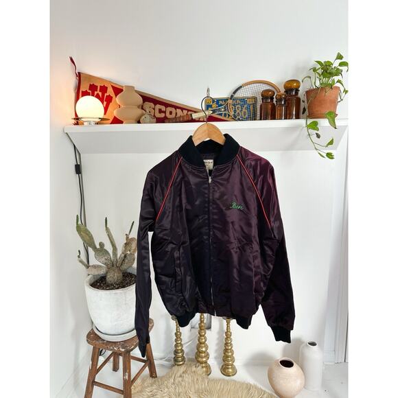 Vintage 1970s Ujama Records Satin Bomber Jacket L - Picture 2 of 5